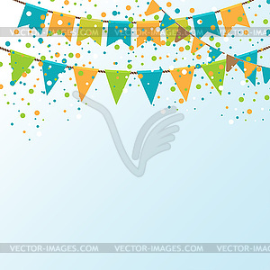 Of Blue sky with colorful flags - vector clipart