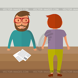 Interview for job. Two young men of different - royalty-free vector image