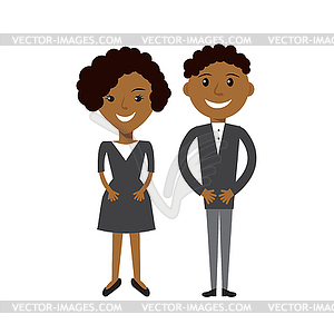 Couple of business woman and business man. Black - vector clip art