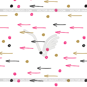 Vintage doodle seamless pattern with black, pink an - vector EPS clipart