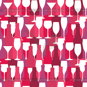Seamless background with wine and cocktail bottles - vector clip art