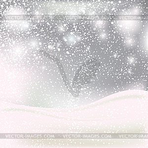 Silver Christmas landscape background with snowfall - vector clipart