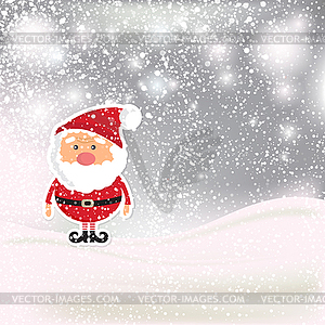 Silver Christmas landscape background with Santa - color vector clipart