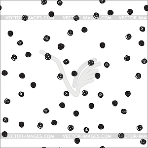 Vintage doodle seamless pattern with black dots. - vector clipart