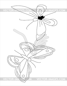 Contours of two butterflies on a white background - vector clipart / vector image