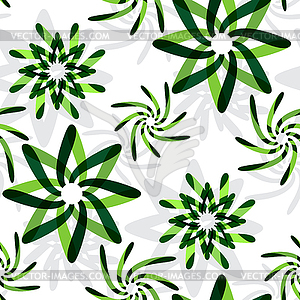 Green graphic flowers pattern - vector clip art