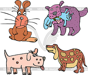 Set of cartoon curious dogs - vector clip art