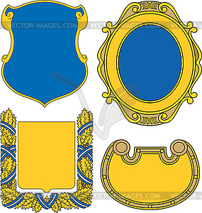 Set of heraldic shields and cartouches - vector clip art