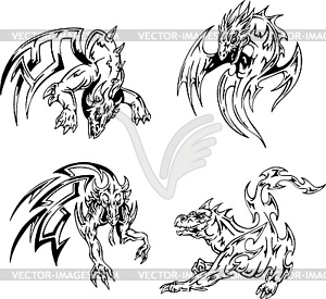 Dragon tattoos - vector clipart / vector image