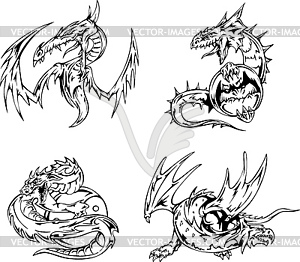 Dragon tattoos - vector image