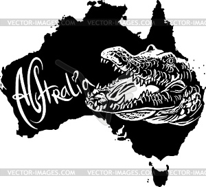 Crocodile as Australian symbol - white & black vector clipart