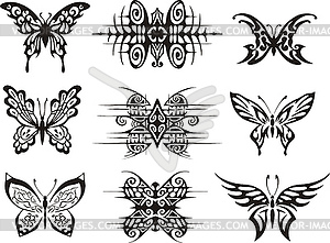 Set of symmetric butterfly tattoos - vector EPS clipart