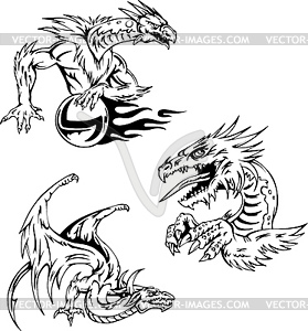 Dragon tattoos - vector clipart / vector image