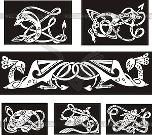Animalistic celtic knot patterns - vector clipart