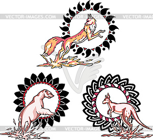 Totems - animals with solar signs - vector clipart