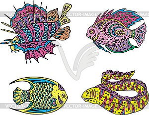 Stylized motley fish - vector clip art