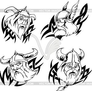 Viking heads - vector clipart