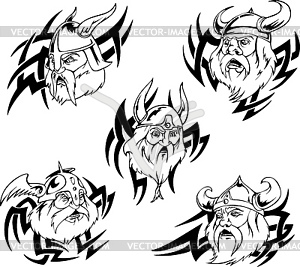 Viking heads - royalty-free vector image