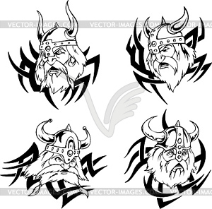 Viking heads - vector clipart