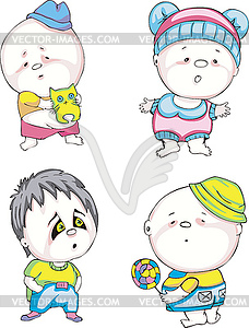 Funny kids - boys - vector clipart