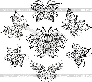 Symmetrical floral butterflies - royalty-free vector image