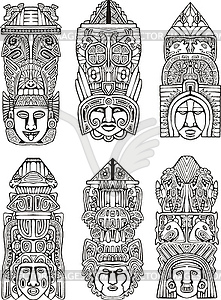 Aztec totem poles - vector clipart