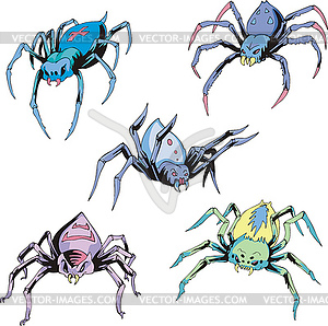 Set of spider tattoos - vector clip art