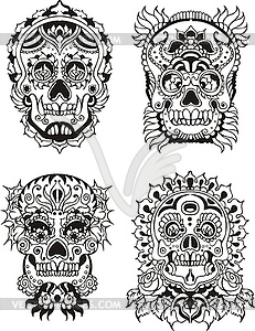 Floral skulls - vector image