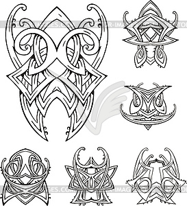 Symmetric tribal knot tattoos - vector clip art