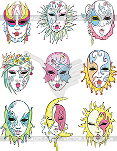 Women in Venetian carnival masks - vector image