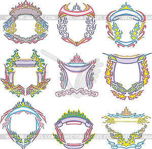 Decorative tribal frames of flames - vector clip art