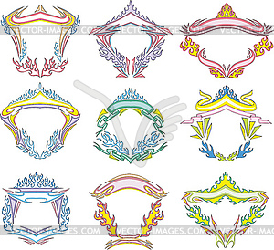 Decorative tribal frames of flames - vector image