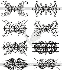 Symmetrical tribal vignettes - vector image