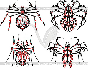 Черный и красный симметричных татуировка паука - цветной векторный клипарт