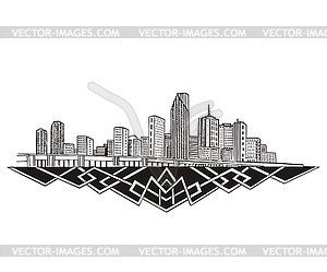 Miami, FL Skyline - vector clip art