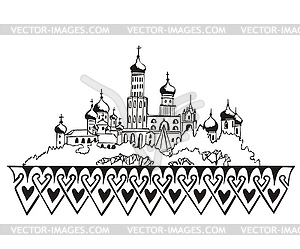 Stylized Moscow Kremlin sketch - stock vector clipart