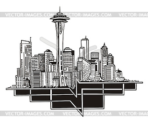 Seattle, WA Skyline - vector image