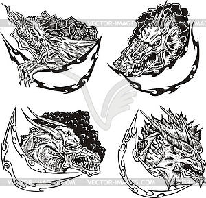 Decorative templates with dragon heads - vector clipart