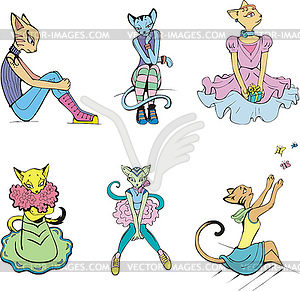 Set of exquisite cats - vector image