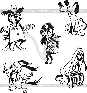 Set of dog cartoons - vector clip art