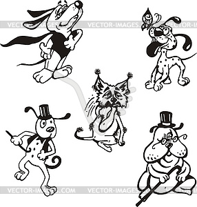 Set of dog cartoons - vector image