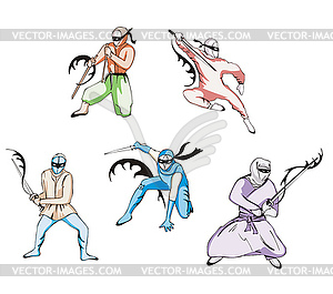 Set of ninjas - royalty-free vector image