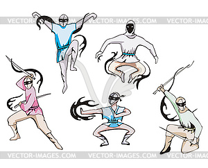 Set of ninjas - vector clipart