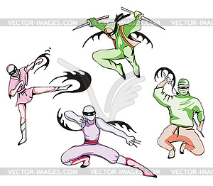 Set of ninjas - vector image