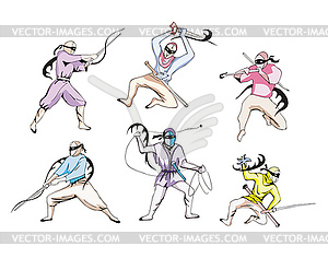 Set of ninjas - vector clipart