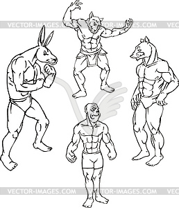 Animal mascots - rabbit, ape, boar - vector clip art