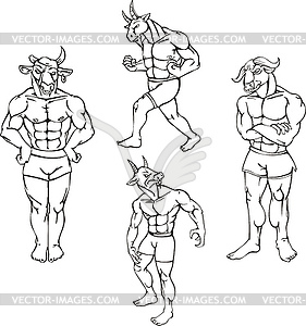 Animal mascots - bull, goat, buffalo - vector clipart