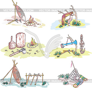 Native Australian Sketches - vector clip art