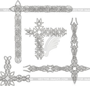 Celtic decorative knot corners - white & black vector clipart