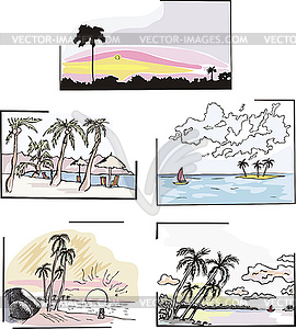 Tropical landscapes - vector clipart